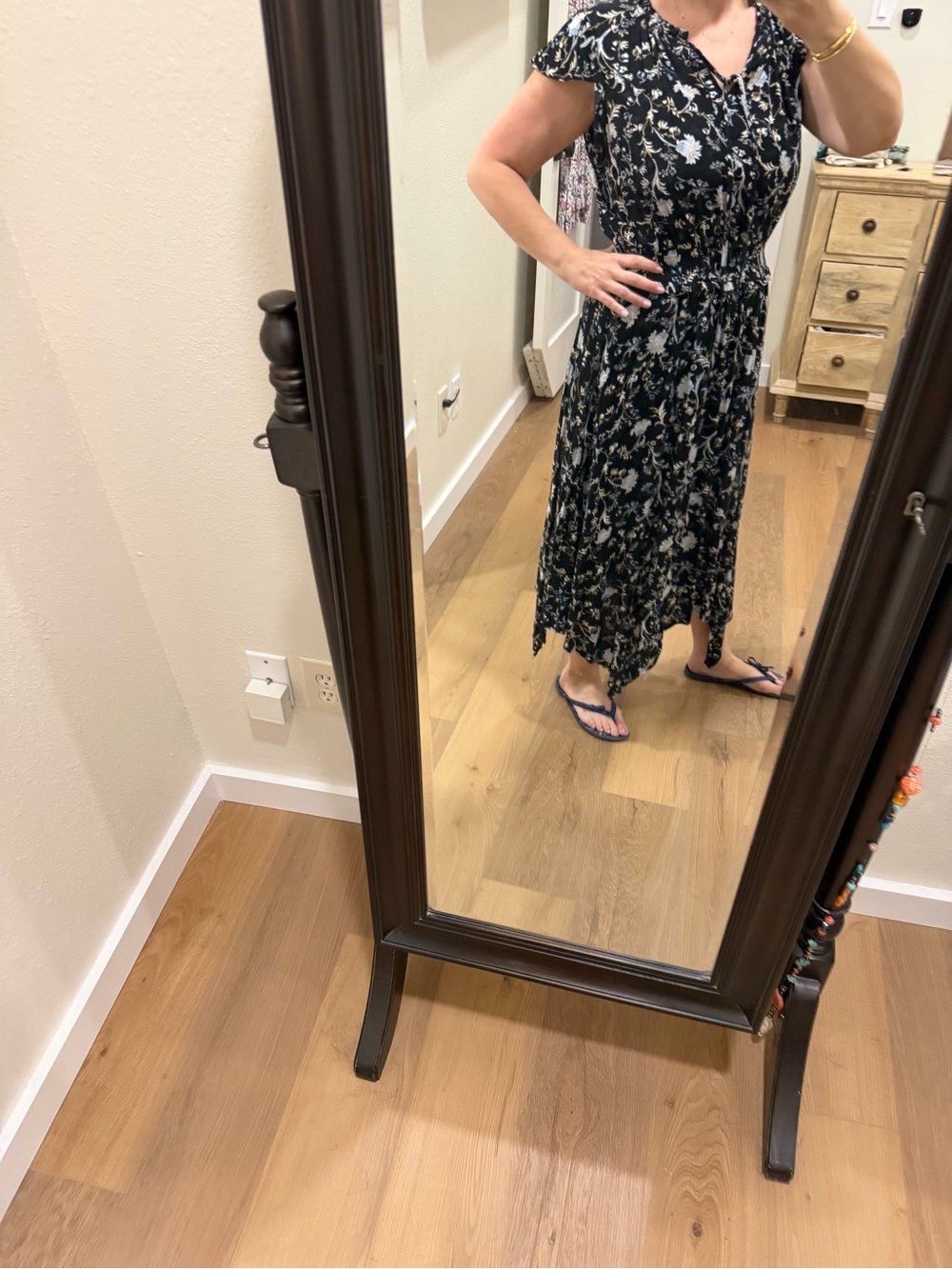 Knox Rose Black Floral Tie-Front Midi Dress